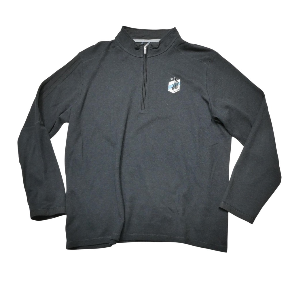 Minnesota United FC Sweatshirt Mens XL Black MLS Soccer 1/4 Zip Pullover Adidas